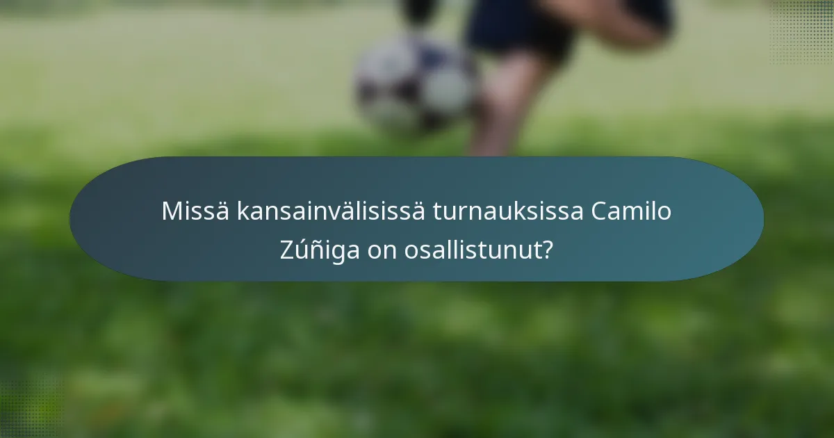 Missä kansainvälisissä turnauksissa Camilo Zúñiga on osallistunut?